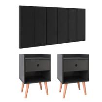 Kit 2 Mesinhas Decore Nicho Porta Objetos Pés Palito Cabeceira Suspensa Júlia Cama Box King 1,95 Preto Suede - Lojas RPM