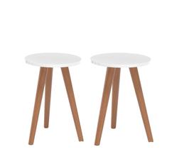 Kit 2 Mesinhas Laterais Com Tampo De MDF Branco Kit 2 Mesinhas Laterais Com Tampo De MDF Branco