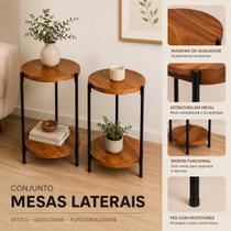 Kit 2 Mesinhas Laterais Minimalista Apoio De Objetos Decorativo