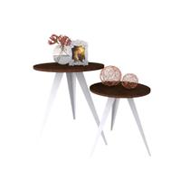 Kit 2 Mesinhas Lateral De Canto Para Sala E Quarto Redonda