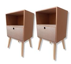 Kit 2 Mesinhas Mesa Cabeceira Decore Com Nicho E Gaveta Luxo Retro Kit 2 Mesinhas Mesa Cabeceira Decore Com Nicho E Gaveta Luxo Retro