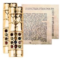 Kit 2 Mezuzá Carro 12 Tribos Dourado 5cm Judaico