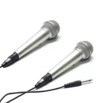 kit 2 Microfone com fio 2.5M para Caixas de Som Amplificada Prata