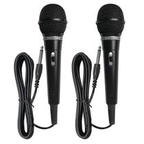 Kit 2 Microfone Karaoke Duplo Igreja Caixa de Som + Cabos 3m Preto - MXT