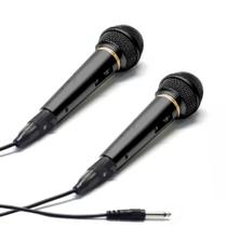 kit 2 Microfone para Caixa de Som Amplificada Profissional com Fio Preto