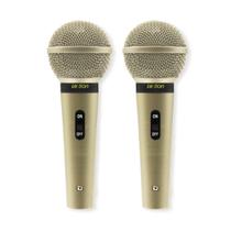 Kit 2 Microfone Profissional Com Fio Cardioide Sm58 P4 Le Son Champagne