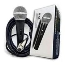 Kit 2 Microfone Profissional Com Fio Dinâmico Preto SM-58 - Kingleen