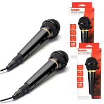Kit 2 Microfone Profissional para Karaokê com fio de 2.5M TOMATE - Preto