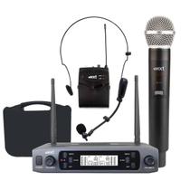 Kit 2 Microfone Sem Fio Headset E Bastão De Mão Mxt 100m para Caixa de som