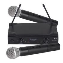 Kit 2 Microfone Sem Fio Profissional Karaokê Igreja Dinâmico