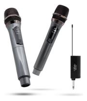 Kit 2 Microfone Sem Fio Profissional Uhf Led Com Receptor Ec