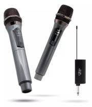 Kit 2 Microfone Sem Fio Profissional Uhf Led Com Receptor Ec