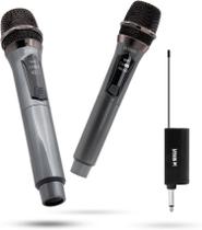 Kit 2 Microfone Sem Fio Profissional Uhf Led Com Receptor Ec