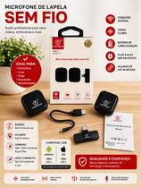 Kit 2 microfones de lapela regarregaveis usb c sem fio kapbom