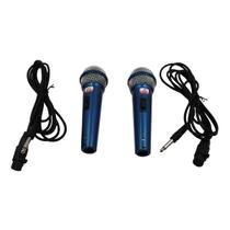 kit 2 Microfones Dinâmico Profissional C/ Fio Azul Importado - Jiaxi