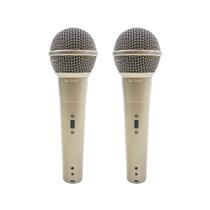 Kit 2 Microfones Dinâmicos com Fio Champanhe LS58 Leson
