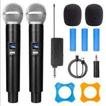 Kit 2 Microfones Dinâmicos Sem Fio UHF Recarregáveis Profissional e de Alta Performance - Taiwan Colletion