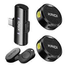 Kit 2 Microfones Lapela duplo Wireless gravação de conteúdo prender na roupa