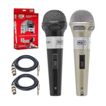 KIT 2 Microfones M201 Dinâmico P10 cor preto/prateado c/ fio