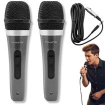 Kit 2 Microfones Profissional Dinâmicos com Fio XLR, Transmissões ao Vivo Karaokê Podcasts Estúdio