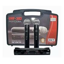 kit 2 Microfones Sem Fio MXT UHF-302 Dinâmico Cardioide e Direcional