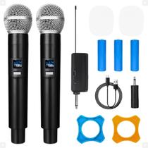 Kit 2 Microfones Sem Fio Profissional Recarregável Ideal Para Karaokê Bar Igreja Palestra - Kapbom