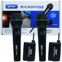 Kit 2 Microfones sem Fio Profissional Wireless P10 para Karaokê e Caixa de Som Knup KP-M0005 Preto Kit 2 Microfones sem Fio Profissional Wireless P10 para Karaokê e Caixa de Som Knup KP-M0005 Preto