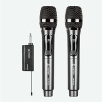 Kit 2 Microfones Sem Fio Recarregáveis UHF Até 50m 3.7Vdc