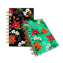 Kit 2 Mini Agendas A6 Nice Floral Preta E Verde