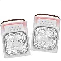 Kit 2 Mini Ar Condicionado Ventiladores Climatizados Branco Portáteis Agua E Gelo Com Led Portátil