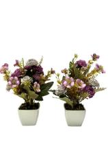 Kit 2 mini arranjos de flores artificiais decoração lembrancinha tons de rosa lilás e roxo - JL FLORES ARTIFICIAIS