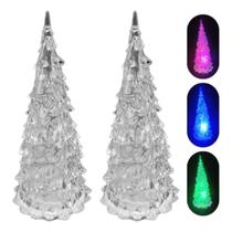 Kit 2 Mini Arvore de Natal Pinheiro de Mesa Acrilico 17cm