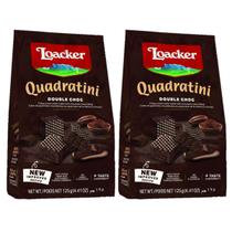 Kit 2 Mini Biscoito Wafer Quadrantine Double Chocolate Loack - Loacker