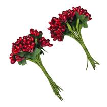 Kit 2 Mini Buquê Berries Vermelho Enfeite Natalino