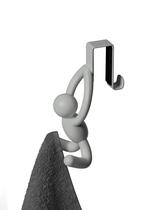 Kit 2 mini cabideiros de porta para toalhas e panos de prato buddy cinza