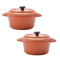Kit 2 Mini Caçarola de Porcelana Black Lid Laranja 13x10x8cm 150ml Wolff