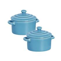 Kit 2 Mini Caçarola em Cerâmica Azul