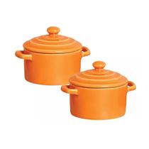 Kit 2 Mini Caçarola em Cerâmica Laranja