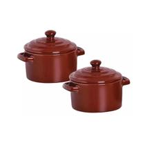 Kit 2 Mini Caçarola em Cerâmica Marrom