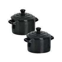 Kit 2 Mini Caçarola em Cerâmica Preto