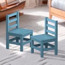 Kit 2 Mini Cadeiras Infantil De Madeira Maciça Infantil Azul S-estofado Kit 2 Mini Cadeiras Infantil De Madeira Maciça Infantil Azul S-estofado