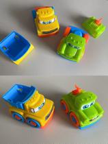 Kit 2 Mini Carrinhos Caminhão Infantil Monta Desmonta Encaixa Brinquedo Didático Colorido Happy p/ Bebês Crianças Meninos e Meninas