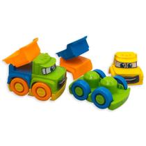 Kit 2 Mini Carrinhos Caminhão Infantil Monta Desmonta Encaixa Brinquedo Didático Colorido Happy p/ Bebês Crianças Meninos e Meninas