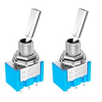 Kit 2 Mini Chaves Interruptor DPDT Alavanca Plana 3 Posicoes Kit 2 Mini Chaves Interruptor DPDT Alavanca Plana 3 Posicoes