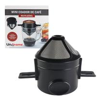 Kit 2 Mini Coador de Café Inox Reutilizável Individual Portátil Abas Filtro Malha p/ Cozinha Café Chá Xícaras Canecas Copos Mesa Posta Café da Manhã