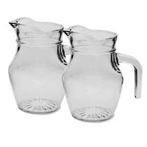 Kit 2 Mini Jarra De Vidro Lisa Transparente Com Alça Agua Suco Clássica 500mL