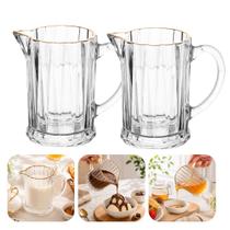 Kit 2 Mini Jarra Leiteira de Cristal Transparente com Fio de Ouro Radial 290ml Lyor Kit 2 Mini Jarra Leiteira de Cristal Transparente com Fio de Ouro Radial 290ml Lyor