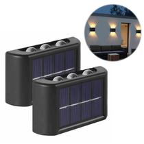 Kit 2 Mini Luminária Led Arandela Solar Spot Muro Recarregável Externa