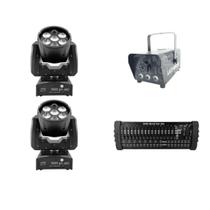 Kit 2 Mini Moving + Máquina De Fumaça 600W + Mesa Dmx 384 Kit 2 Mini Moving + Máquina De Fumaça 600W + Mesa Dmx 384