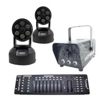 Kit 2 mini moving wash + máquina de fumaça + mesa dmx 512 Kit 2 mini moving wash + máquina de fumaça + mesa dmx 512
